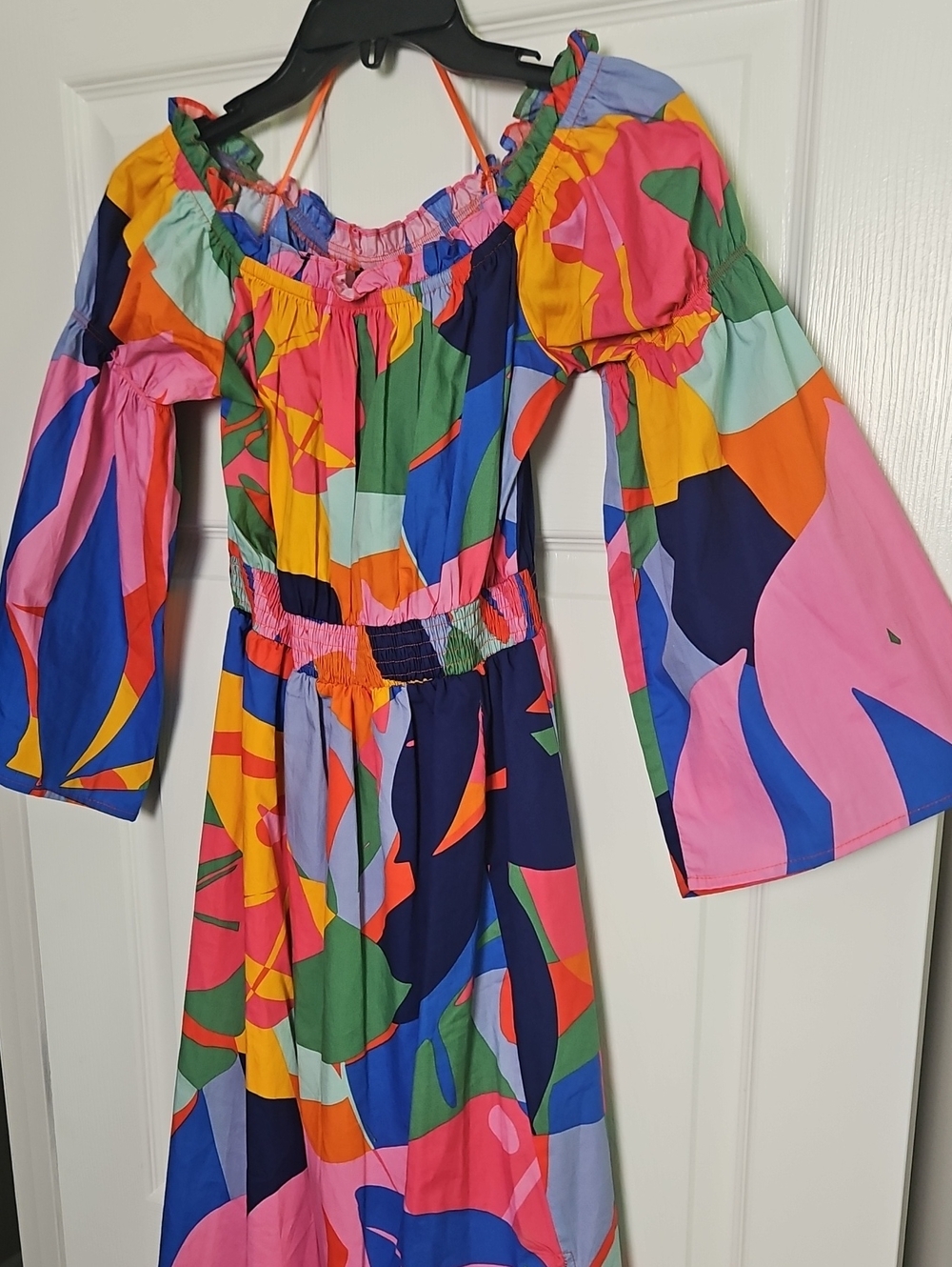 Sugarlips Rainbow Tropics Off The Shoulder Maxi Dress:Multi Color Abstract Print - Picture 2 of 11